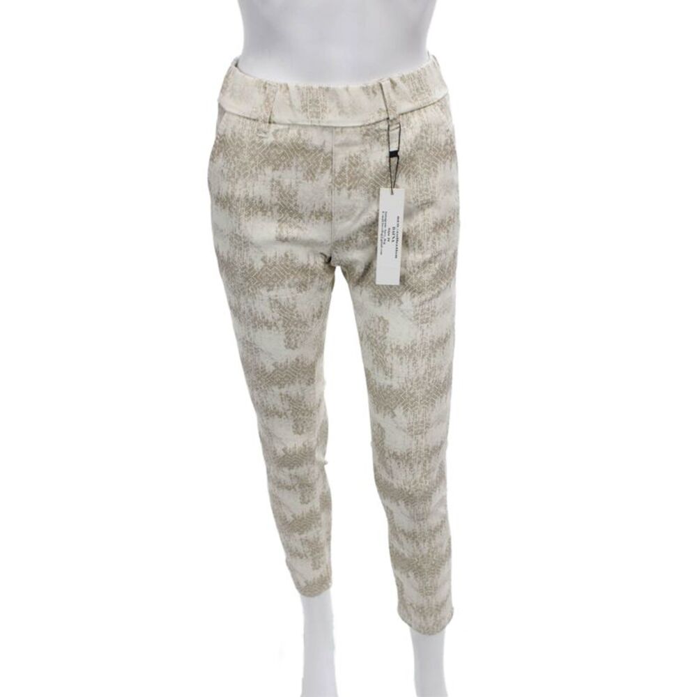 Flog Women Ankle Pants Beige Cotton Geometric Pull On Size 28